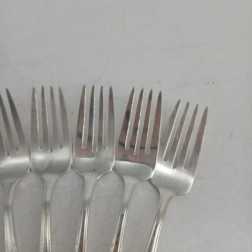 8X SF Harmony House by Wallace Serenade Silverplate Flatware Salad Forks Vtg